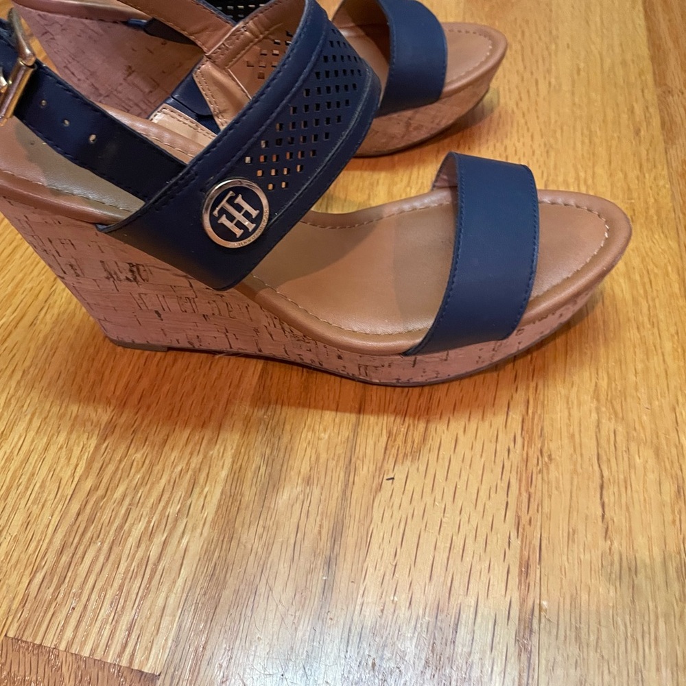 Navy blue wedge sandal